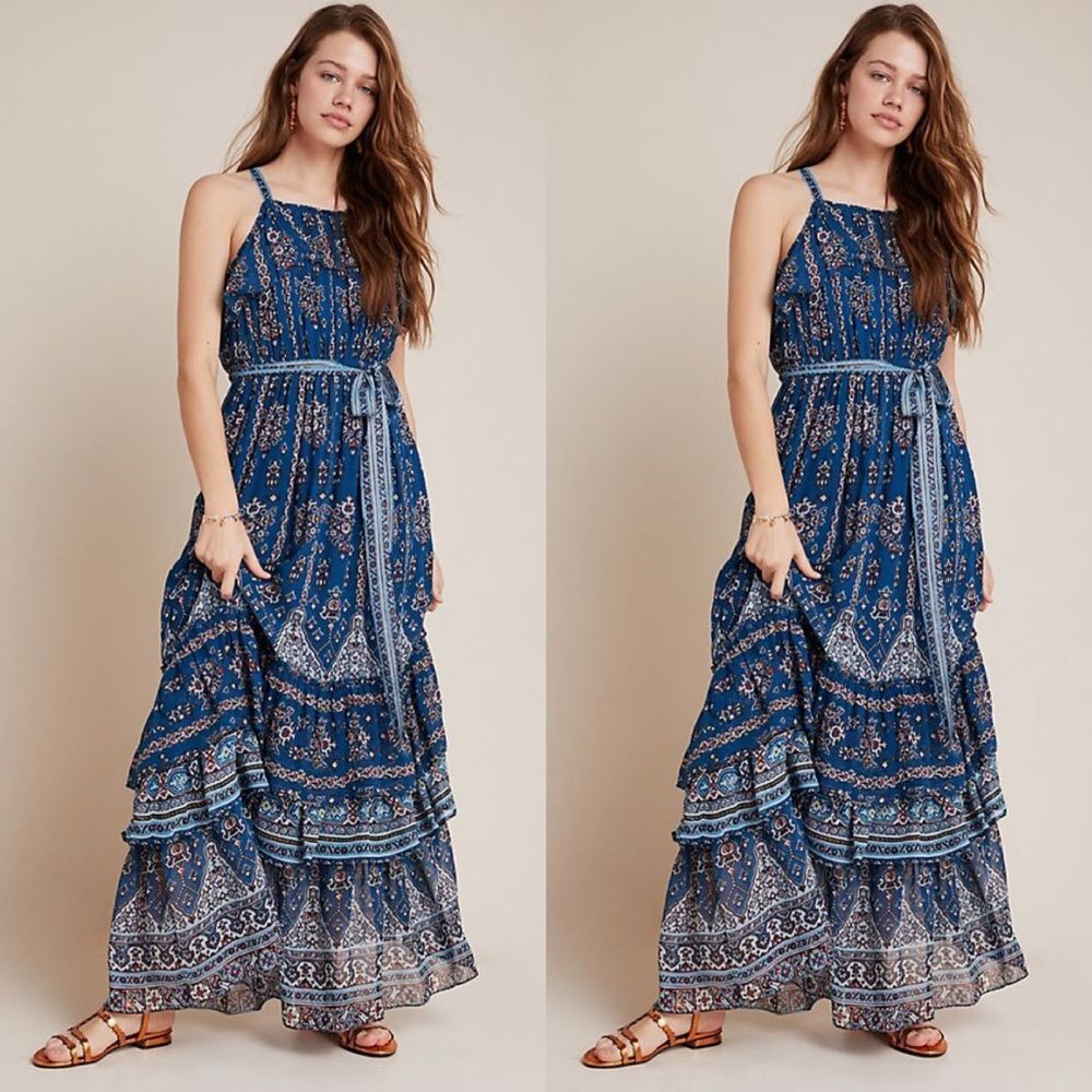 Anthropologie Sasha Ruffled Maxi Dress